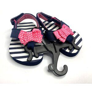 New Sinetico Girls Infant Baby Size 3 Navy Blue Pink Flip Flop Sandals Thongs Sh